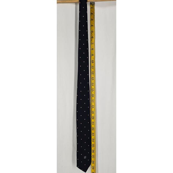 GIVENCHY GENTLEMAN PARIS VINTAGE MEN'S SILK NAVY BLUE POLKA DOT NECK 3" TIE - Picture 7 of 7